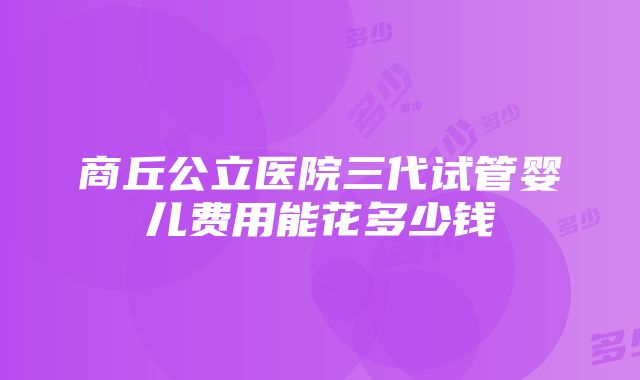 商丘公立医院三代试管婴儿费用能花多少钱