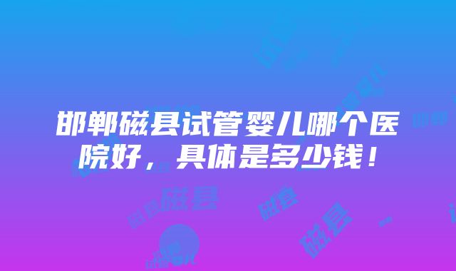 邯郸磁县试管婴儿哪个医院好，具体是多少钱！