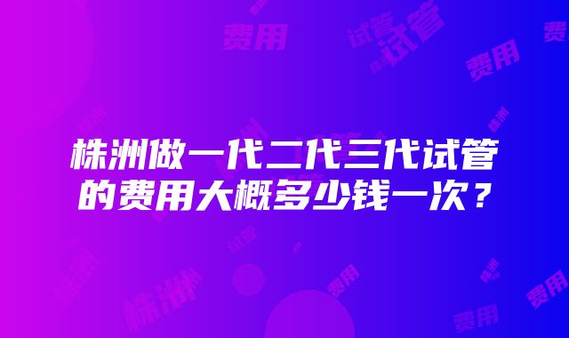 株洲做一代二代三代试管的费用大概多少钱一次？