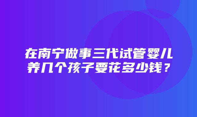 在南宁做事三代试管婴儿养几个孩子要花多少钱？