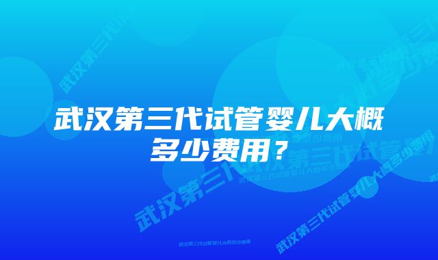 武汉第三代试管婴儿大概多少费用？