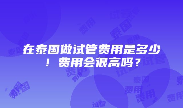 在泰国做试管费用是多少！费用会很高吗？