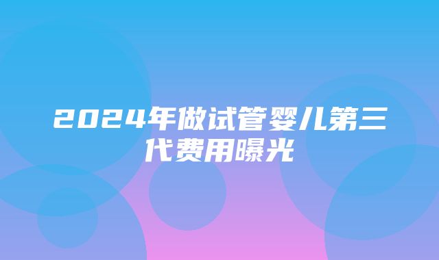 2024年做试管婴儿第三代费用曝光