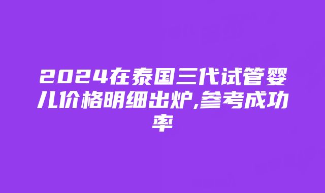 2024在泰国三代试管婴儿价格明细出炉,参考成功率