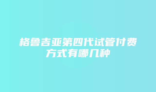 格鲁吉亚第四代试管付费方式有哪几种