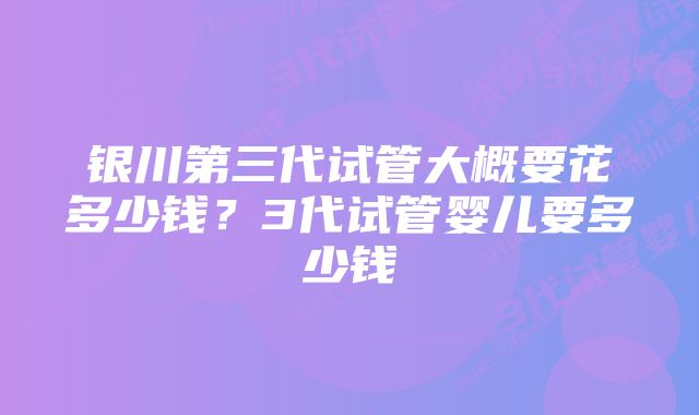 银川第三代试管大概要花多少钱？3代试管婴儿要多少钱