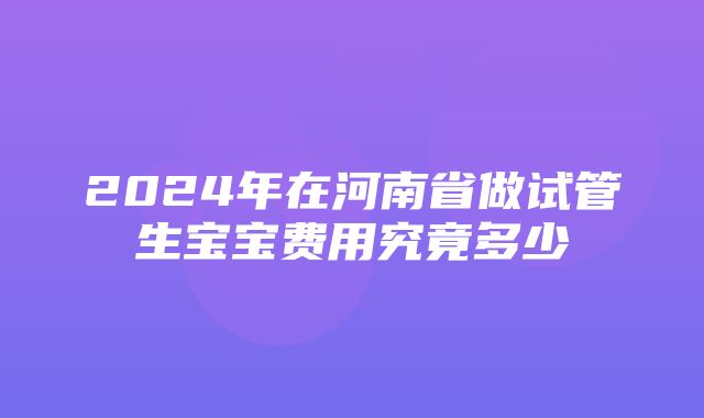 2024年在河南省做试管生宝宝费用究竟多少