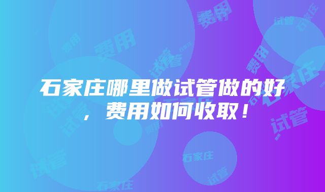 石家庄哪里做试管做的好，费用如何收取！