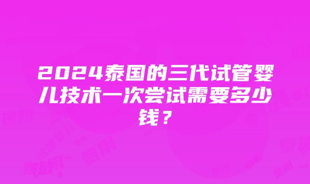 2024泰国的三代试管婴儿技术一次尝试需要多少钱？