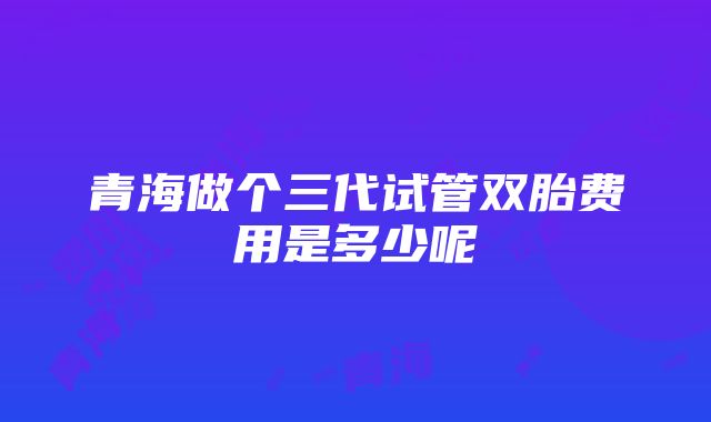 青海做个三代试管双胎费用是多少呢