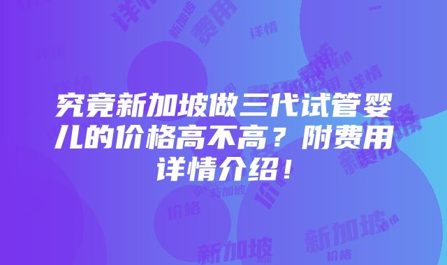 究竟新加坡做三代试管婴儿的价格高不高？附费用详情介绍！