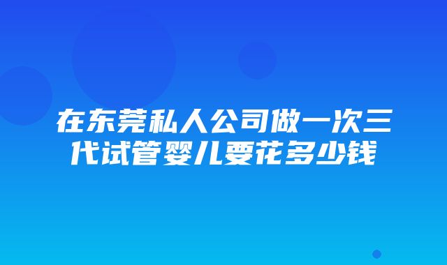 在东莞私人公司做一次三代试管婴儿要花多少钱