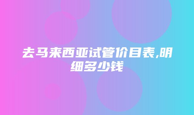 去马来西亚试管价目表,明细多少钱