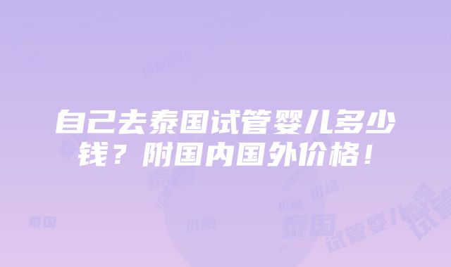 自己去泰国试管婴儿多少钱？附国内国外价格！