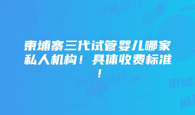 柬埔寨三代试管婴儿哪家私人机构！具体收费标准！