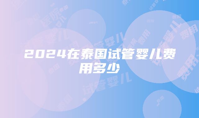 2024在泰国试管婴儿费用多少