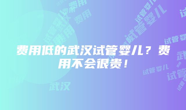 费用低的武汉试管婴儿？费用不会很贵！