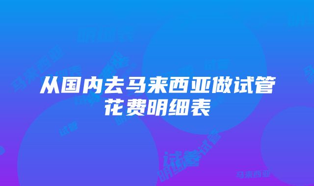 从国内去马来西亚做试管花费明细表