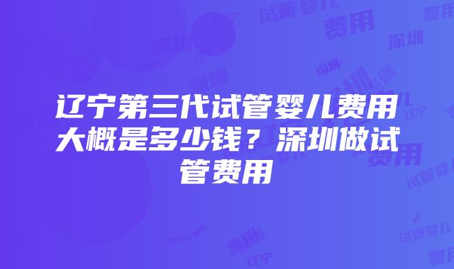 辽宁第三代试管婴儿费用大概是多少钱？深圳做试管费用