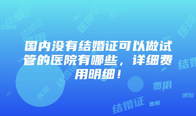 国内没有结婚证可以做试管的医院有哪些，详细费用明细！