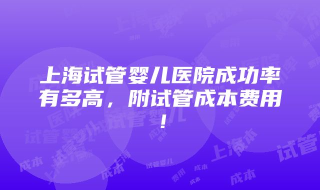 上海试管婴儿医院成功率有多高，附试管成本费用！