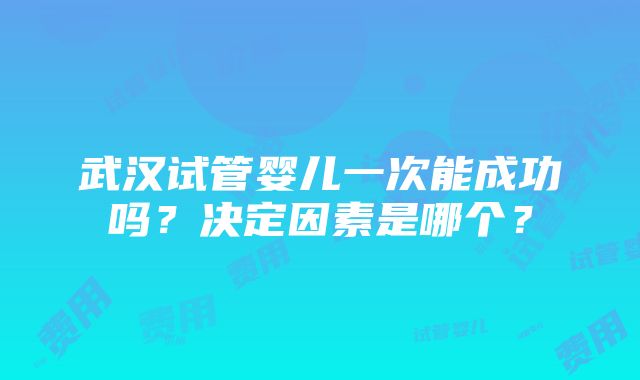 武汉试管婴儿一次能成功吗？决定因素是哪个？