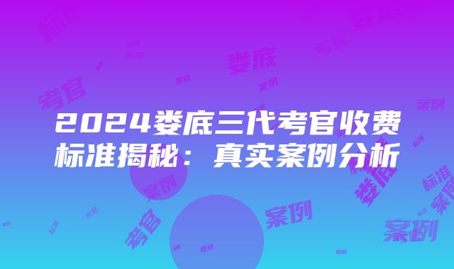 2024娄底三代考官收费标准揭秘：真实案例分析