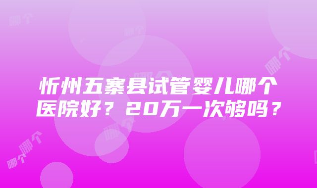 忻州五寨县试管婴儿哪个医院好？20万一次够吗？