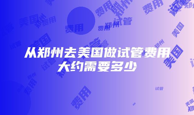 从郑州去美国做试管费用大约需要多少