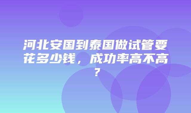 河北安国到泰国做试管要花多少钱，成功率高不高？