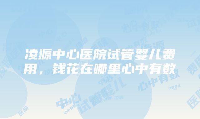 凌源中心医院试管婴儿费用，钱花在哪里心中有数