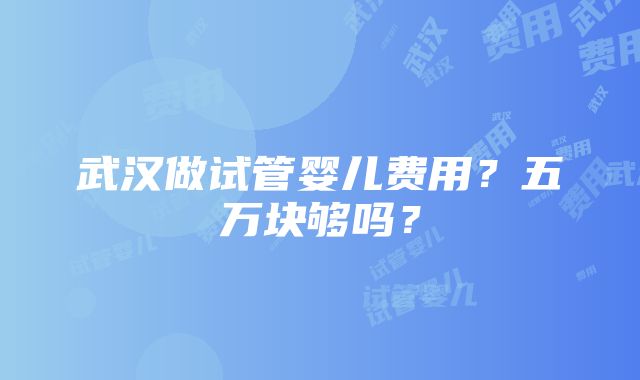 武汉做试管婴儿费用？五万块够吗？