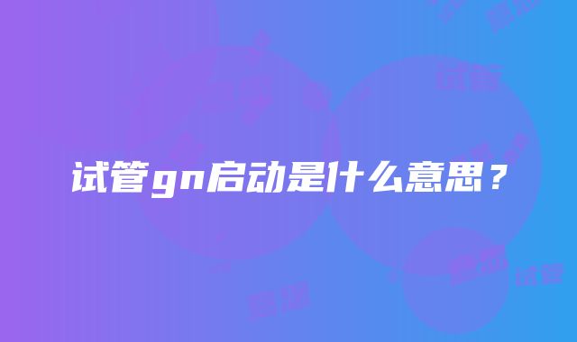 试管gn启动是什么意思？