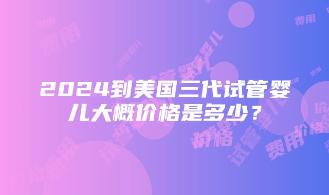 2024到美国三代试管婴儿大概价格是多少？