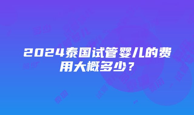 2024泰国试管婴儿的费用大概多少？