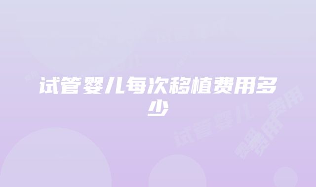 试管婴儿每次移植费用多少