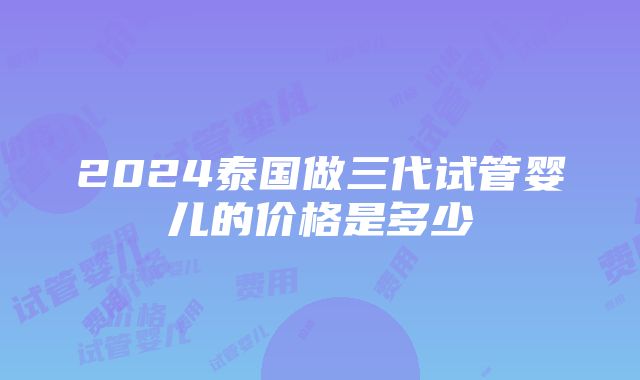 2024泰国做三代试管婴儿的价格是多少