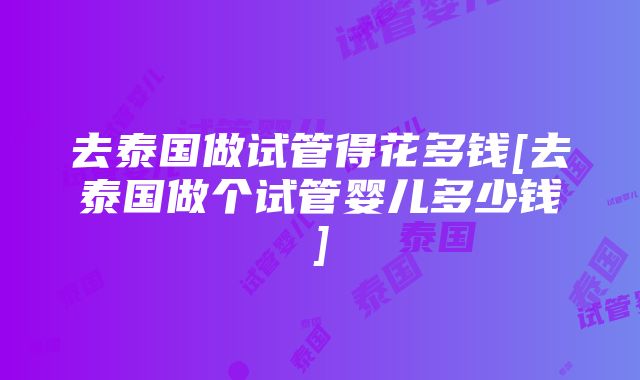 去泰国做试管得花多钱[去泰国做个试管婴儿多少钱]