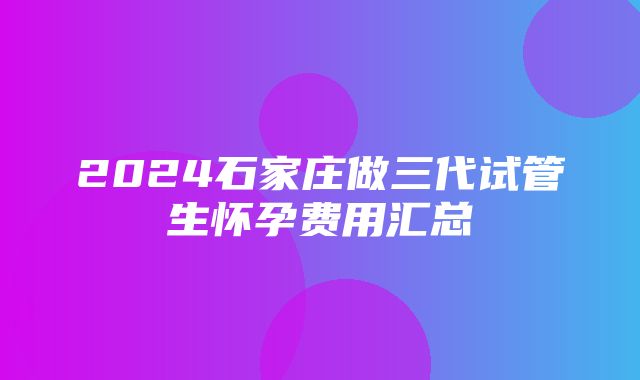 2024石家庄做三代试管生怀孕费用汇总