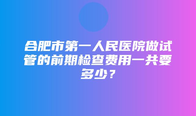 合肥市第一人民医院做试管的前期检查费用一共要多少？