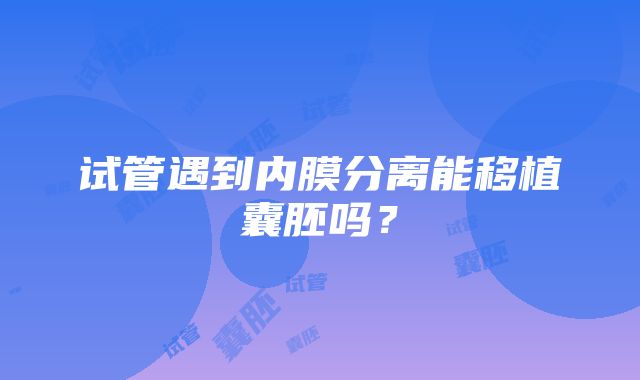 试管遇到内膜分离能移植囊胚吗？