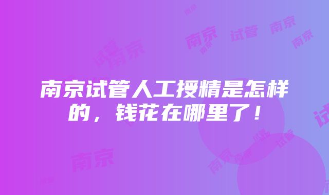 南京试管人工授精是怎样的，钱花在哪里了！