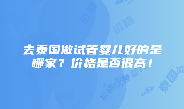 去泰国做试管婴儿好的是哪家？价格是否很高！