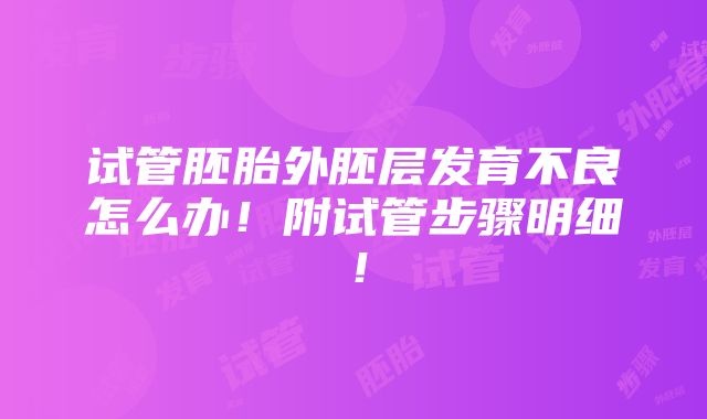 试管胚胎外胚层发育不良怎么办！附试管步骤明细！