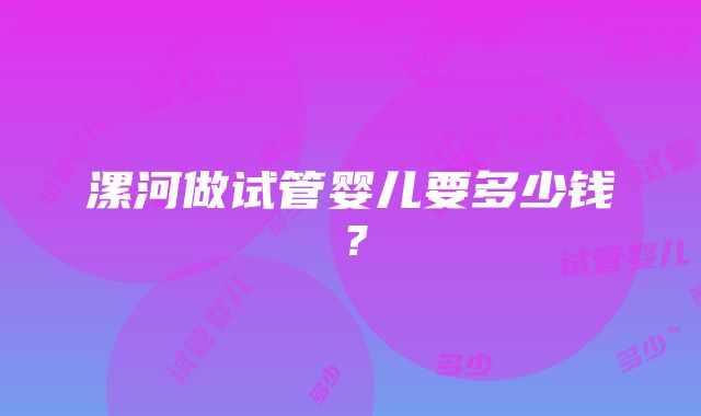 漯河做试管婴儿要多少钱？