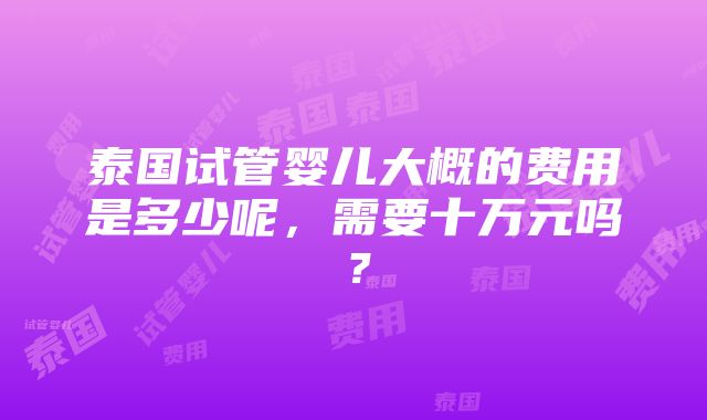 泰国试管婴儿大概的费用是多少呢，需要十万元吗？