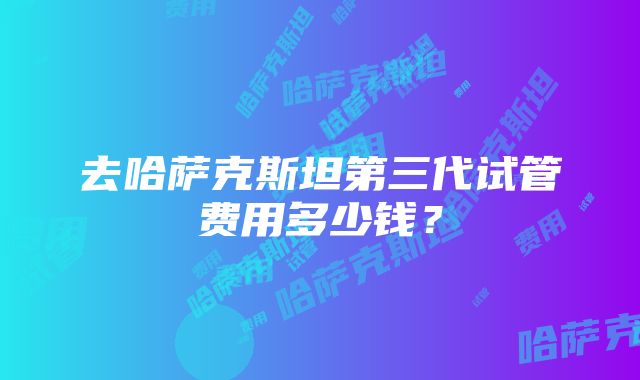 去哈萨克斯坦第三代试管费用多少钱？