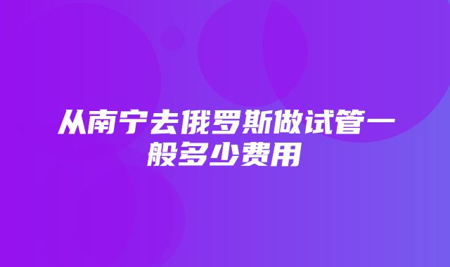 从南宁去俄罗斯做试管一般多少费用