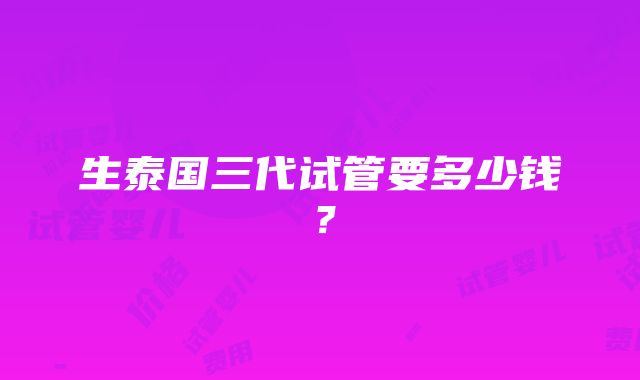 生泰国三代试管要多少钱？