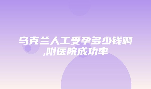 乌克兰人工受孕多少钱啊,附医院成功率